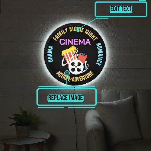 Family Movie Cinema Media Room LED Sign