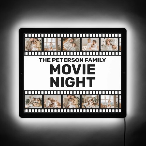 Family Movie Night with Photos Home Cinema Sign