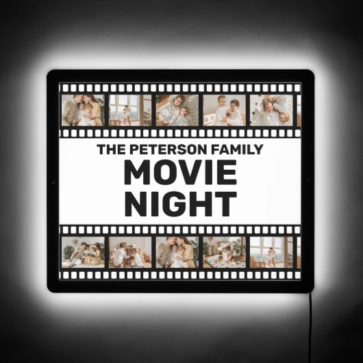 Family Movie Night with Photos Home Cinema Sign (Front)