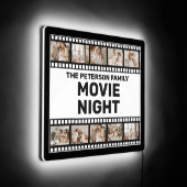 Family Movie Night with Photos Home Cinema Sign (Angle)