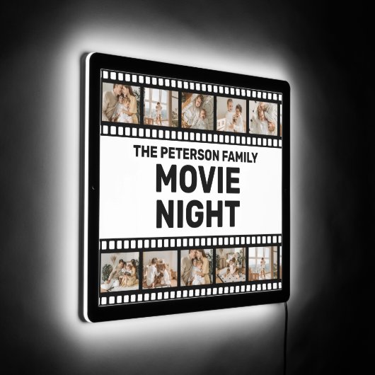 Family Movie Night with Photos Home Cinema Sign (Angle)