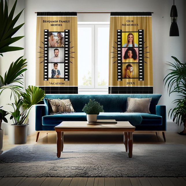 Family Movie Strip Film Photo Collage Modern Blackout Curtains (Family Movie Strip Film Photo Collage Modern Blackout Curtains is a great keepsake for your family. )