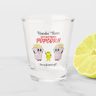 Family Movie Theater Fun Popcorn Mascots Shot Glass