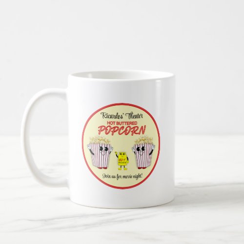 Family Movie Theater with Hot Buttered Popcorn  Coffee Mug