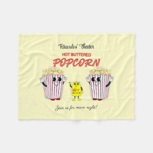 Family Movie Theater with Hot Buttered Popcorn Fleece Blanket
