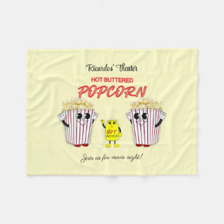 Family Movie Theater with Hot Buttered Popcorn Fleece Blanket
