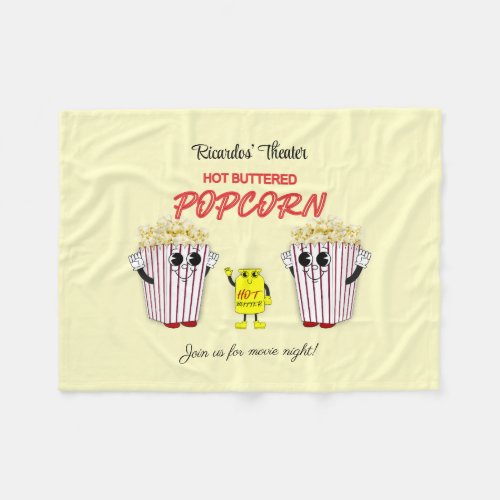 Family Movie Theater with Hot Buttered Popcorn  Fleece Blanket