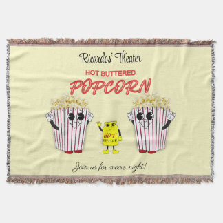 Family Movie Theater with Hot Buttered Popcorn Throw Blanket