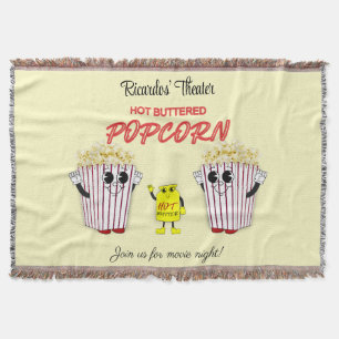 Family Movie Theater with Hot Buttered Popcorn Throw Blanket