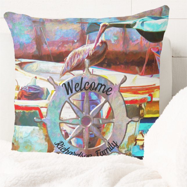 Family Muelle Los Peines Pelican 0463 Throw Pillow (Creator Uploaded)