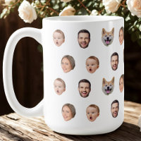 Family Mug, Custom Face Photo, 4 Photos Faces