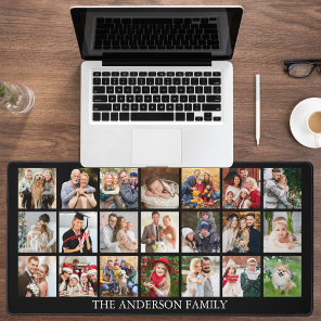 Family Multi Photo Collage - Choose Your Color Desk Mat