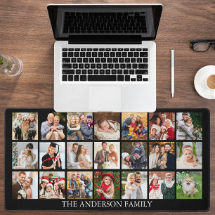 Family Multi Photo Collage - Choose Your Color Desk Mat
