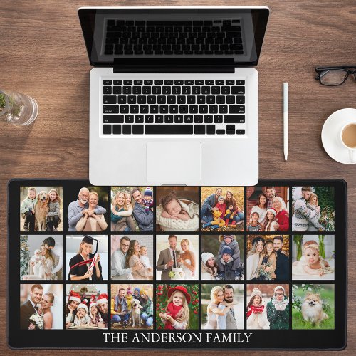 Family Multi Photo Collage _ Choose Your Color Desk Mat