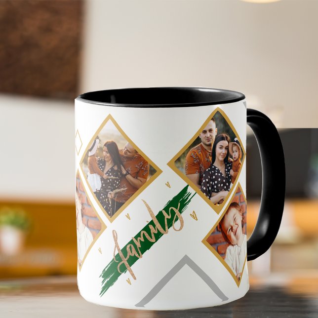 Family Multi Photo Collage Heart Script Coffee  Mug (Family Multi Photo Collage Heart Script Coffee Mug)