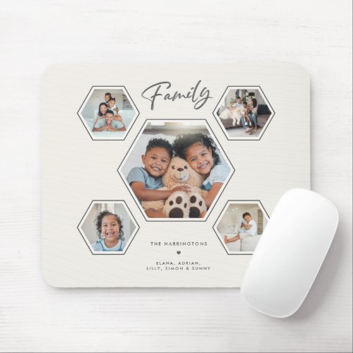 Family Multi Photo Collage Modern Personalized Mouse Pad