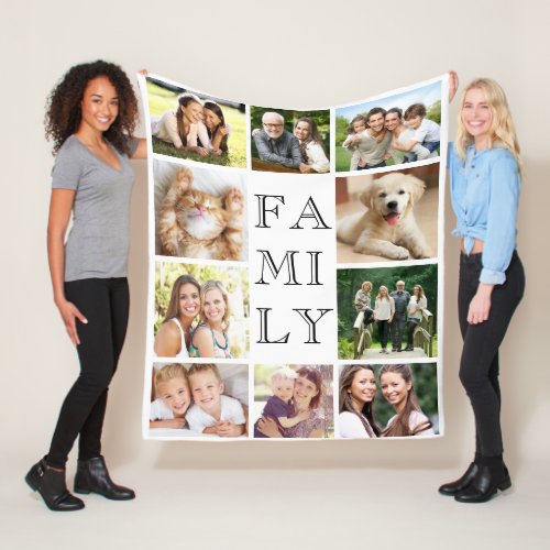 Family Multi_Photo Collage Personalized Fleece Blanket