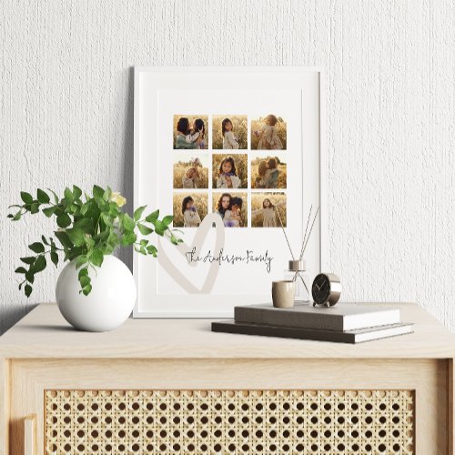 Family multi photo cream heart elegant stylish canvas print