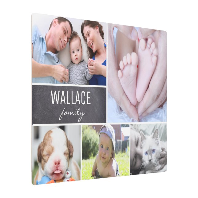 Family Multiple Photo Collage Multiple Metal Print (Angled)