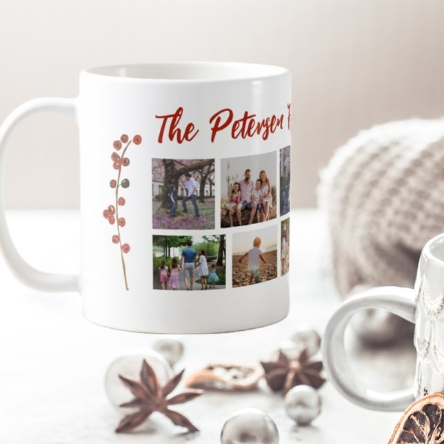 Family name 10 photo collage Merry Christmas Coffee Mug (Creator Uploaded)