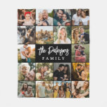 Family Name 18 Photo Collage Modern Elegant Black Fleece Blanket