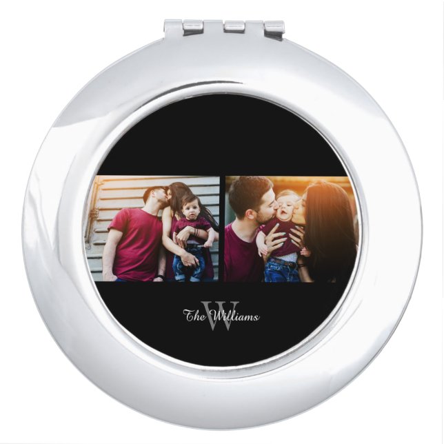 Family Name 2-Photo Collage Compact Mirror (Front)