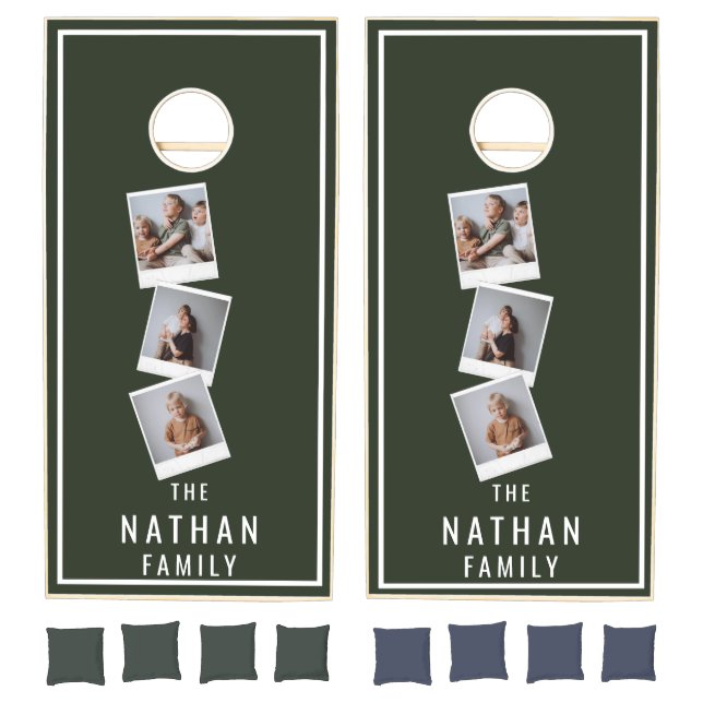 Family Name & 3 Photo  Cornhole Set (Set)