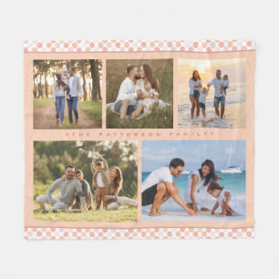 Family Name 5 Photo Collage Pink Girly Modern Fleece Blanket