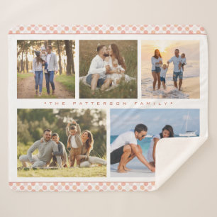 Family Name 5 Photo Collage Pink Girly Modern Sherpa Blanket