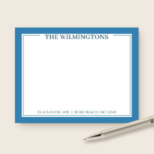 Family Name Address Patina Blue Modern Stationery Note Card