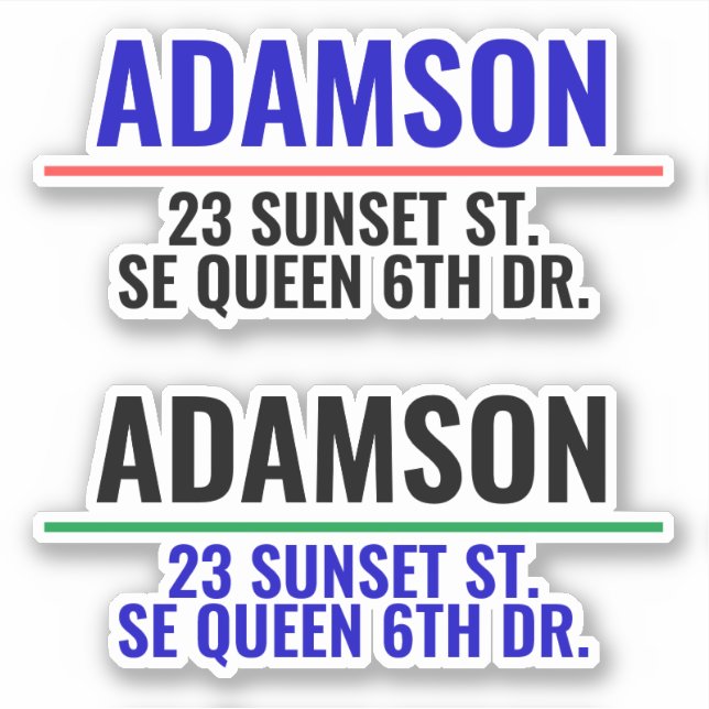 Family Name & Address - Personalized Mailbox Sticker (Front)