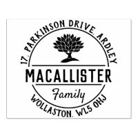 Family Name and Address with Tree Motif Rubber Sta Rubber Stamp