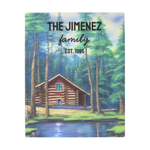 Family Name and Established Date with Pastel Sky Metal Print