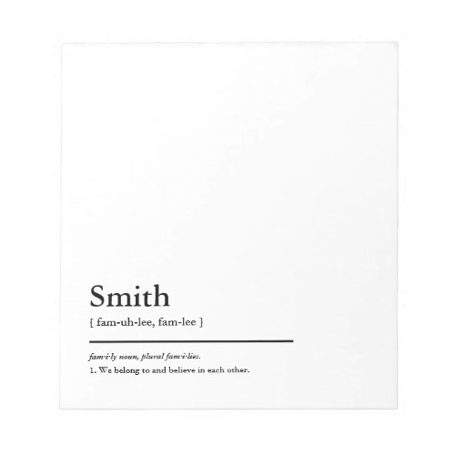 Family Name and Motto Dictionary Definition Modern Notepad