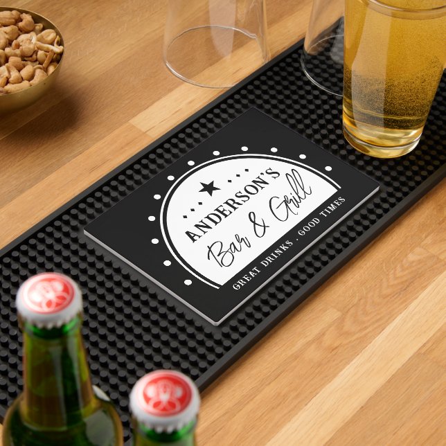 Family Name Backyard Grill Personalized  Bar Mat (Insitu (Bar 2))