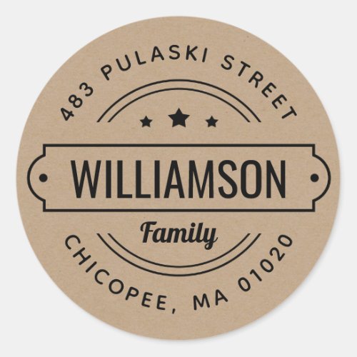 Family Name Badge Round Return Address Label