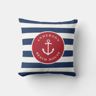 Family name beach house, address and year throw pi pillow