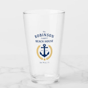 Family Name Beach House Anchor Gold Style Laurel Glass