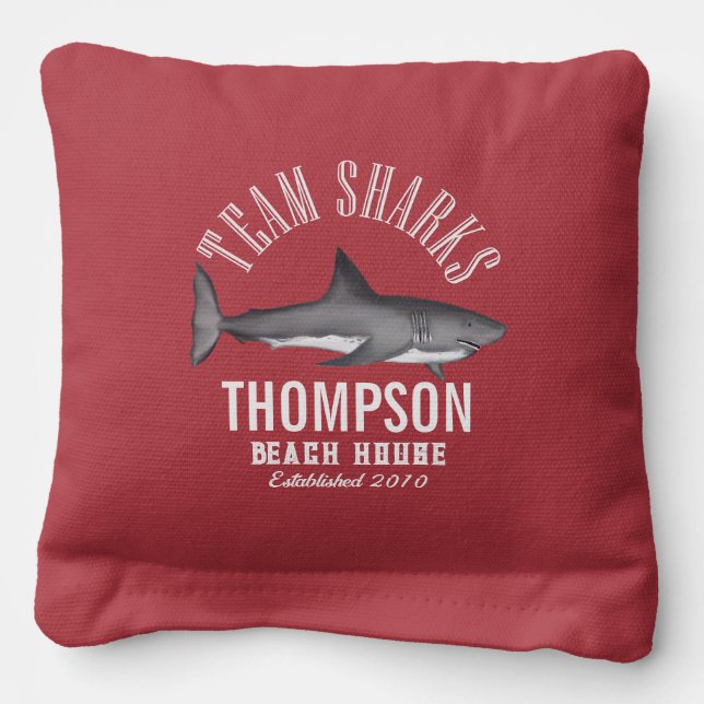 Family Name Beach House Custom Cornhole Bags (Front)