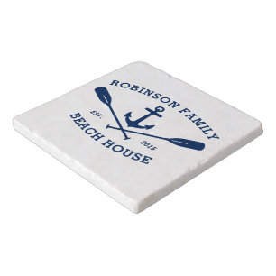 Family Name Beach House Nautical Anchor Oars Trivet
