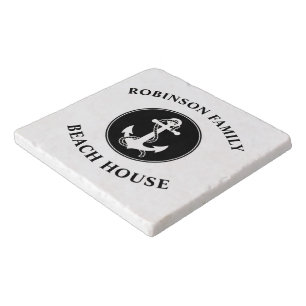 Family Name Beach House Nautical Anchor & Rope Trivet