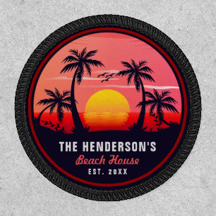 Family Name Beach House Retro Sunset Souvenirs 60s Patch