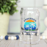 Family Name Beach House Sun Palm Trees