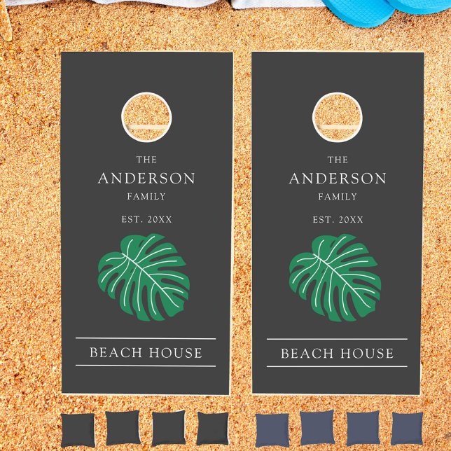Family Name Beach House Tropical Monstera Cornhole Set (Creator Uploaded)