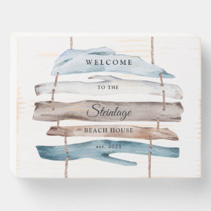 Family Name Beach House Wooden Box Sign
