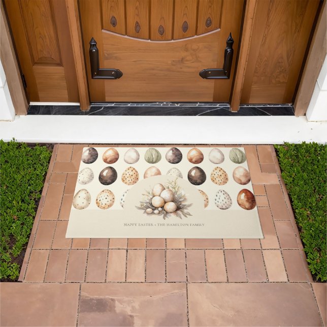  Family Name Beige Personalized Easter Doormat (Outdoor)