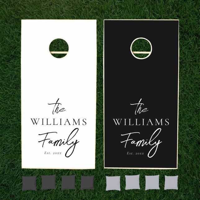 Family Name Black and White Cornhole Set (Creator Uploaded)