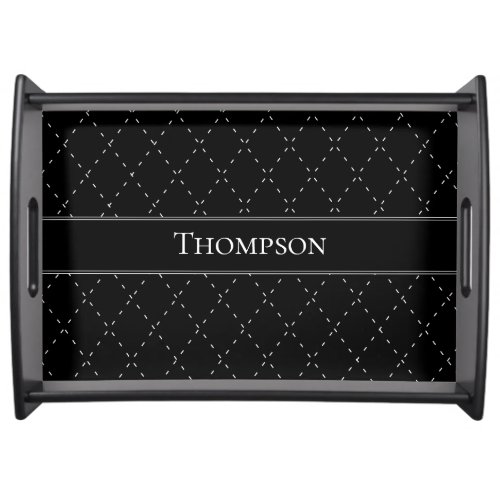 Family Name Black and White Pattern Serving Tray