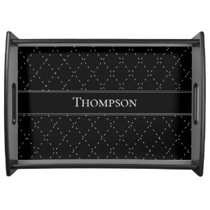 Family Name Black and White Vintage Pattern Serving Tray