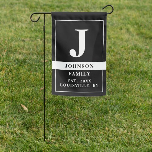 Family Name Black Monogram Year Established Custom Garden Flag